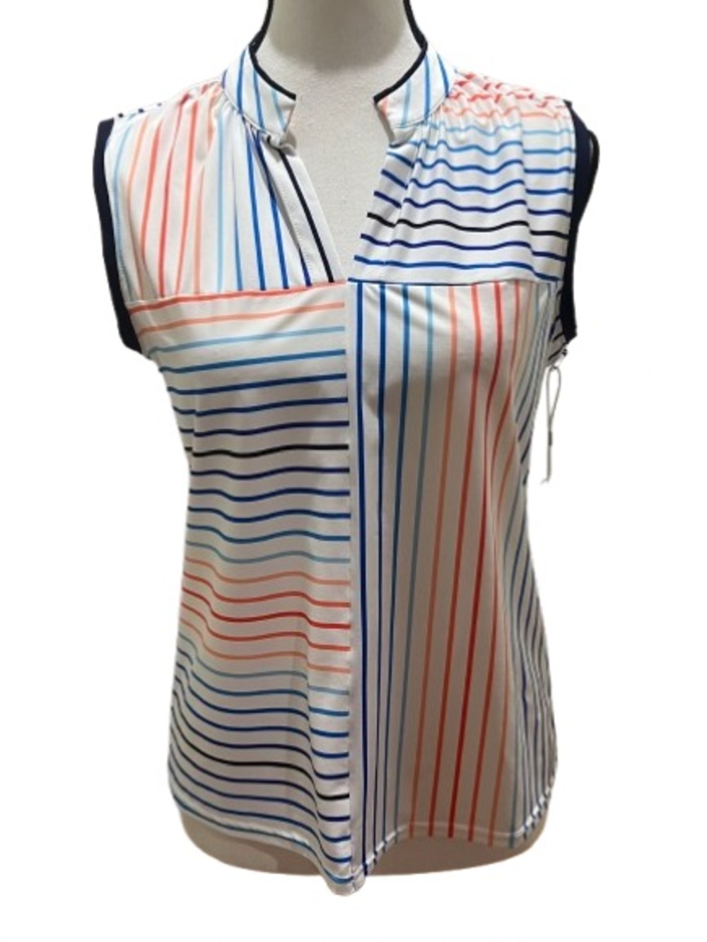 Kinona Sandy Par Sleeveless Golf Top Sz S Sun Stripe UPF Pickle Ball Athletic